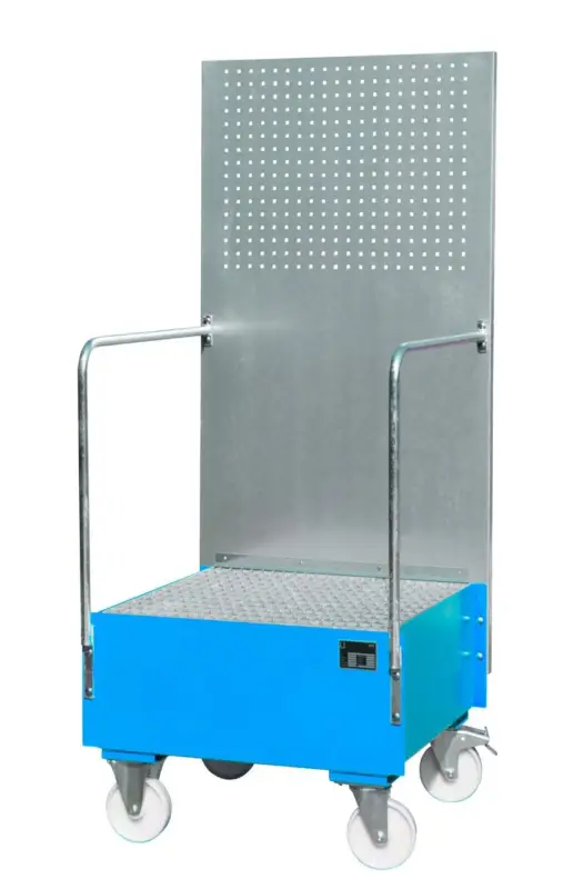 Schnäppchen BAUER Fahrbare Auffangwanne mit Lochplattenwand LPW 200-1, lackiert, Lichtblau