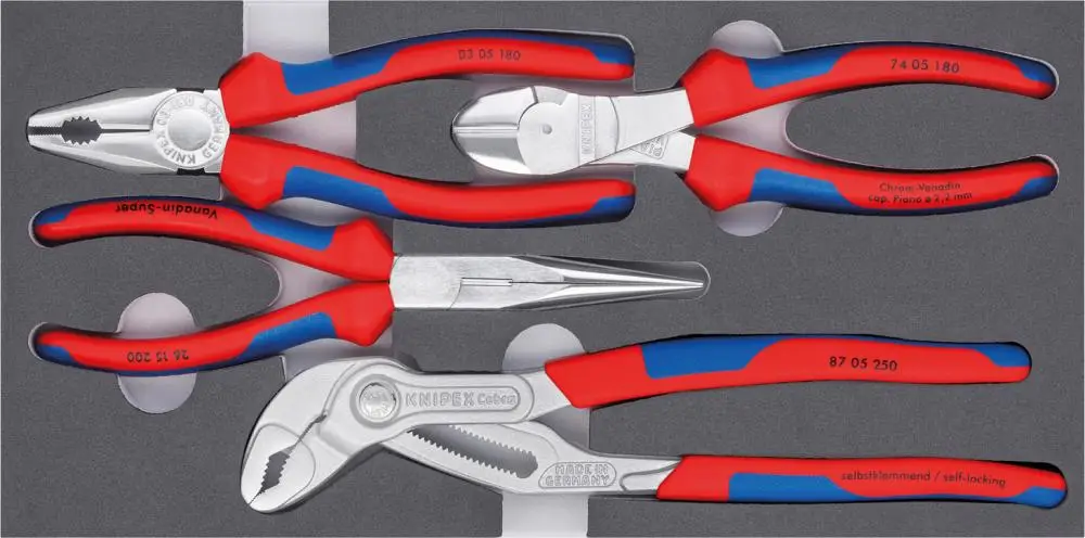Wochenendangebot KNIPEX Zangen-Satz Basic verchromt mit Schaumeinlage 4-teilig