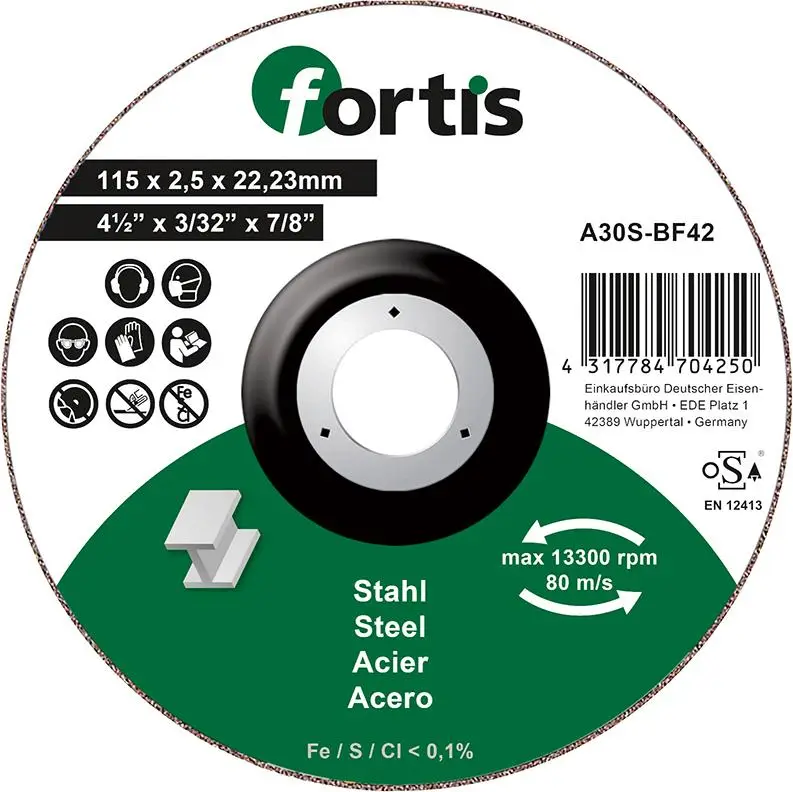 Top-Seller FORTIS Trennscheibe Stahl 115 x 2,5mm gekr