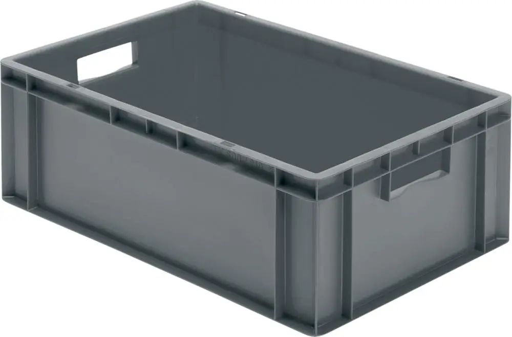 LA-KA-PE Transport-Stapelkasten B600xT400xH210 mm grau, geschlossen mit Griffloch Neue Kollektion