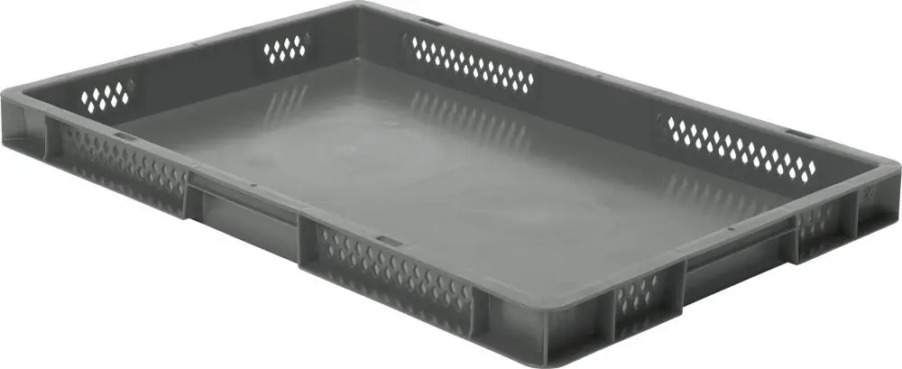 Sichere Zahlung Transport-Stapelkasten B600xT400xH50 mm grau, geschlossen ohne Griffloch