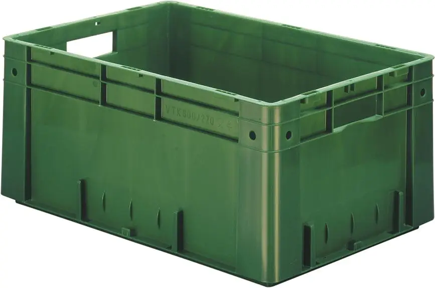 Neu LA-KA-PE Transport-Stapelkasten B600xT400xH270 mm grün Auflast 700kg mit Griffloch