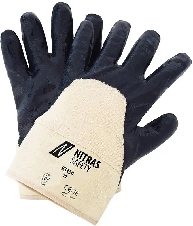 Neue Kollektion Nitrilhandschuh,blau, Stulpe,teilbeschichtet, Gr.8
