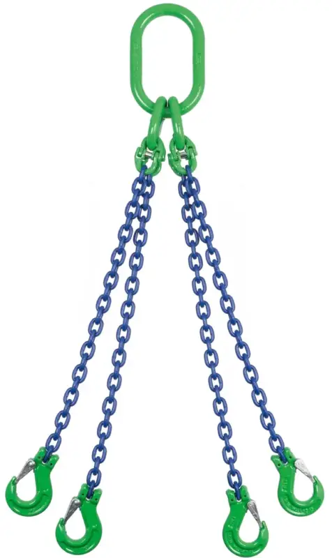 Bestseller Anschlagkette 4GK10-GKH, Ø 8 mm x 1,0 m Nutzlänge, Tragfähigkeit 5,3 t (0-45°) / 3,75 t (45-60°), 4-strängig, GK 10