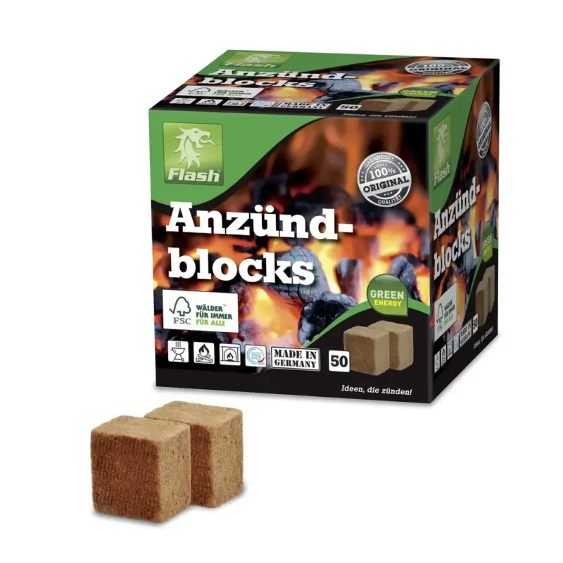 Anzünder Holz & Wachs, 50 XXL Blocks Beliebt