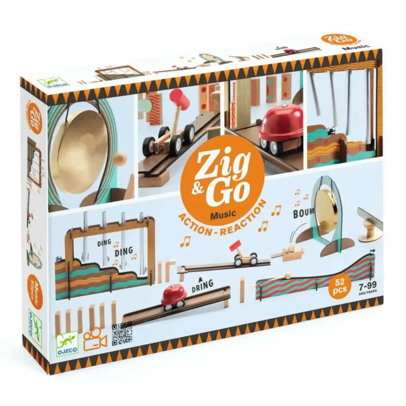 Djeco Baukasten, Denkspiel, Holzbaukasten - Zig & Go - Musik, 52 Teile Bestpreis