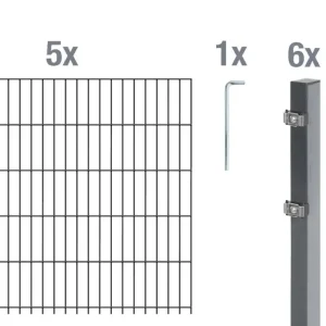Doppelstabmattenzaun Komplettset, anthrazit, Höhe 140 cm, Länge 10 m Angebot