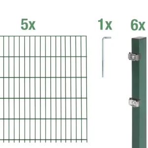 Doppelstabmattenzaun Komplettset, grün, Höhe 140 cm, Länge 10 m Sofort Bestellen