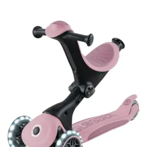 Preisknaller GLOBBER GO-UP DELUXE LIGHTS ECO 360 – 3 in 1 Aufsitzrad, Laufrad, Scooter, 120/80 mm, 3-rädrig, höhenverstellbar, beere