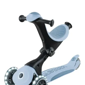 Neuheit GLOBBER GO-UP DELUXE LIGHTS ECO 360 – 3 in 1 Aufsitzrad, Laufrad, Scooter, 120/80 mm, 3-rädrig, verstellbar, blaubeere