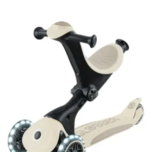 Preis Gesenkt GLOBBER GO-UP DELUXE LIGHTS ECO 360 – 3 in 1 Aufsitzrad, Laufrad, Scooter, 120/80 mm, 3-rädrig, verstellbar, kokos weiß