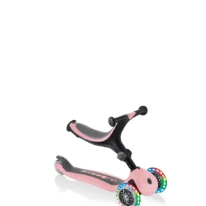 Neuheit GLOBBER GO-UP FOLDABLE LIGHTS – 3 in 1 Dreirad, 120/80 mm, ABEC 5, 3-rädrig, höhenverstellbar, LED-Rollen, pastellrosa