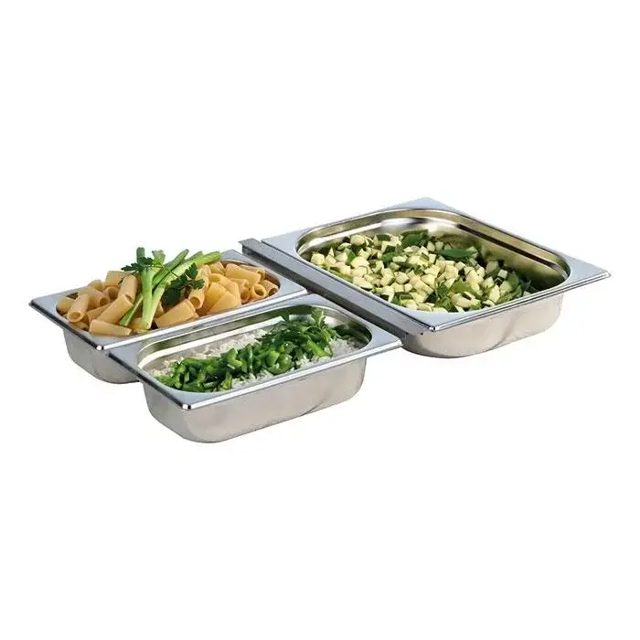 GN Behälter-Set, 4-teilig bestehend aus: Edelstahlbehälter 1x GN 1/2 + 2x GN 1/4 + 1 Adapter Saisonangebot