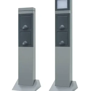 Preisreduziert Garten Steckdosensäule 2fach mit LED Beleuchtung, Alu