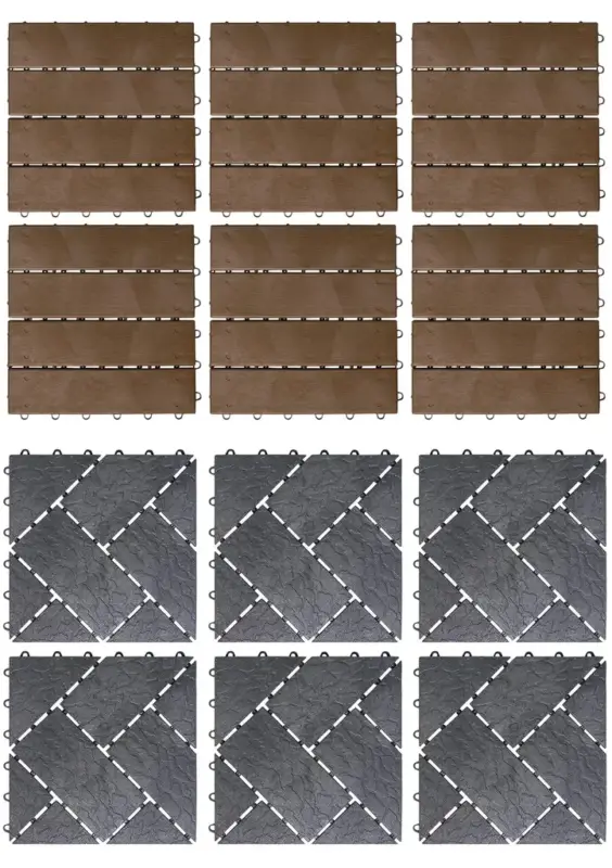 Gartenplatten, Holzdielen-Optik, 30 x 30 cm, 6er-Set Mega-Angebot