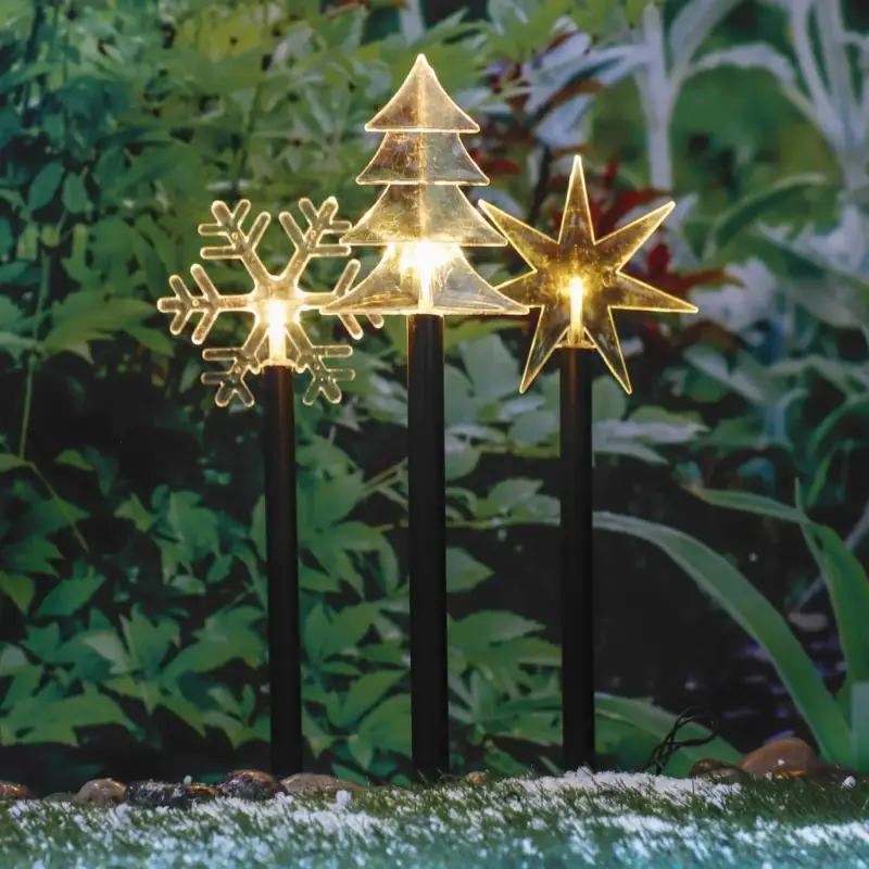 Neu Im Sortiment Gartenstecker mit 3 Wintermotiven, batteriebetrieben