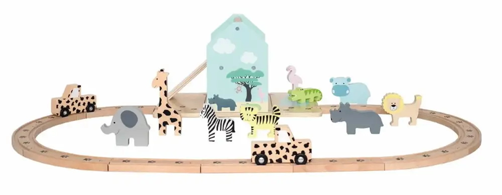 Expressversand Jabadabado Kinderspielzeug, Holzspielzeug - Spielbahnset Go on Safari