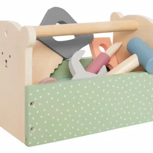 Neu Jabadabado Kinderspielzeug, Kinderwerkzeug, Werkzeugkiste Holz - Teddy, Farbe: grün