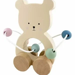Markenware Jabadabado Kinderspielzeug, Schiebetier, Schiebespielzeug - Teddy mit Motorikschleife