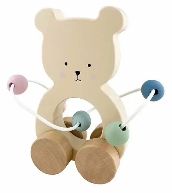 Markenware Jabadabado Kinderspielzeug, Schiebetier, Schiebespielzeug - Teddy mit Motorikschleife