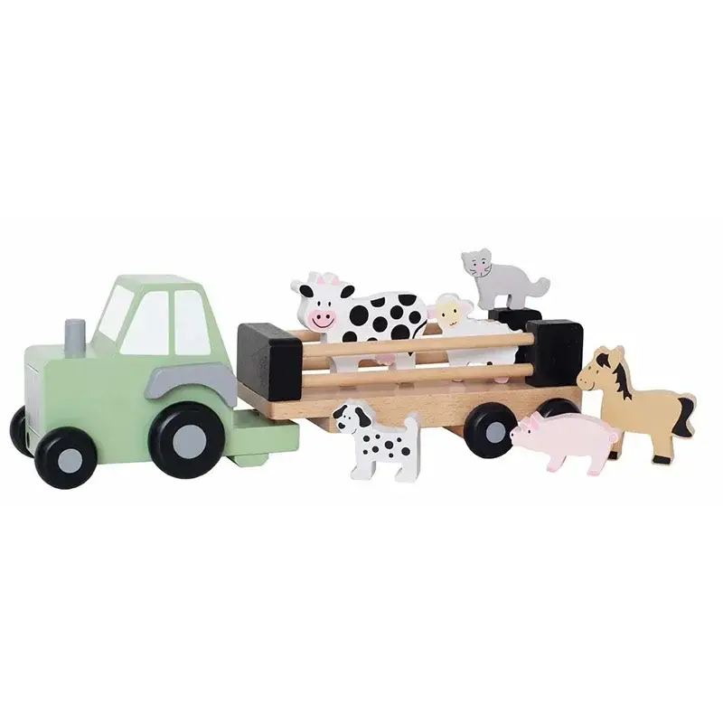 Jabadabado Spielzeug, Holzspielzeug - Traktor mit Tieren Knallerangebot