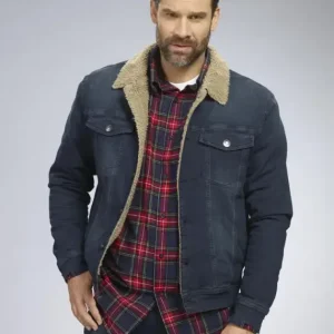 Versand Am Gleichen Tag Jeansjacke mit Teddyfutter, Farbe jeanblau, Gr.2XL