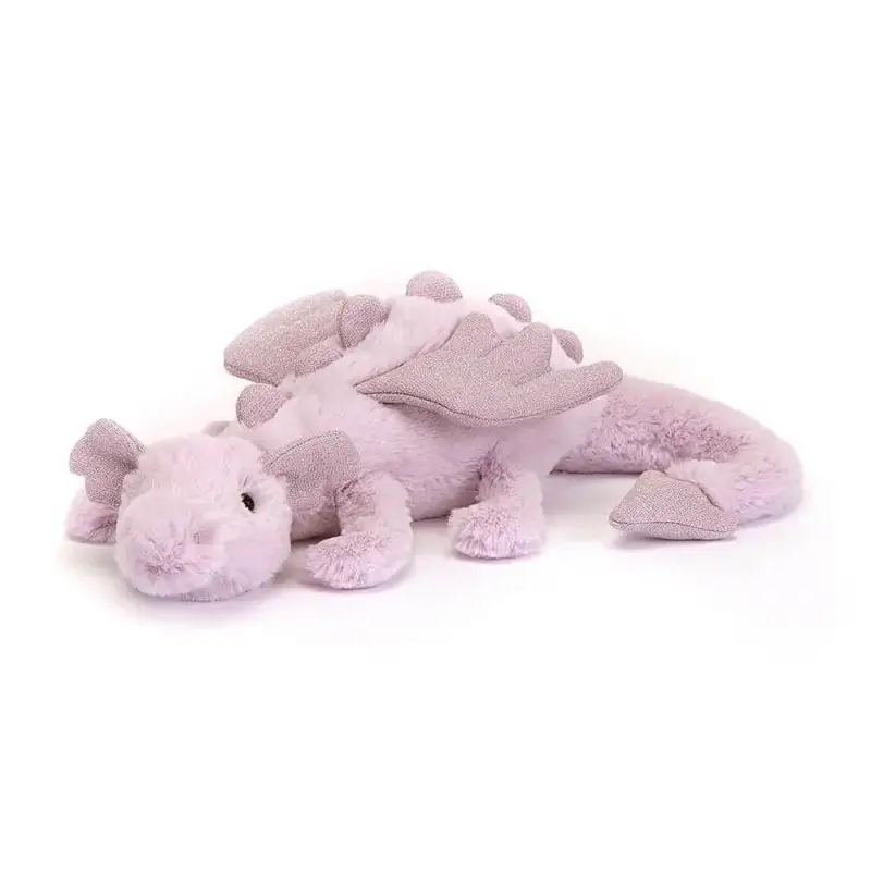 Jellycat Kuscheltier, Plüschtier, Stofftier - Lavender Dragon, Größe: Klein - H8 X B30 CM Schneller Versand