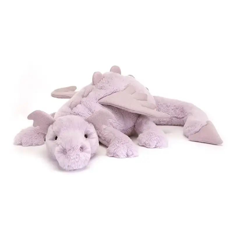 Jellycat Kuscheltier, Plüschtier, Stofftier - Lavender Dragon, Größe: Riesig - H19 X B66 CM Direktkauf