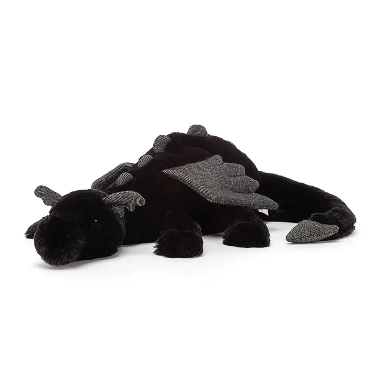 Jellycat Kuscheltier, Plüschtier, Stofftier - Onyx Dragon, Größe: Mittel - H12 X B50 CM Zertifiziert