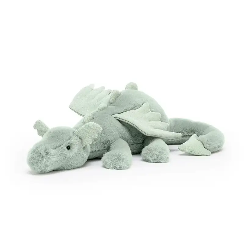 Jellycat Kuscheltier, Plüschtier, Stofftier - Sage Dragon, Größe: Mittel - H12 X B50 CM Neue Kollektion