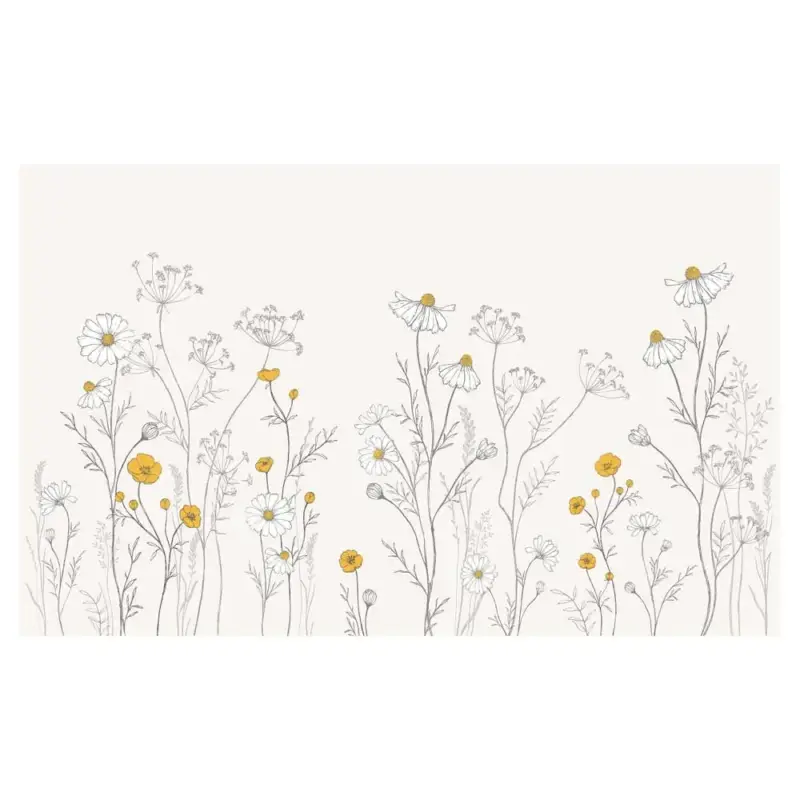 Günstig Lilipinso Vlies Wandbild Riesen Wildblumen mit Kamille grau senfgelb
