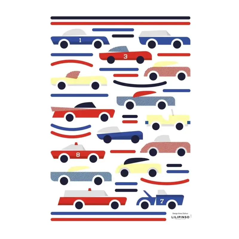 Kracherpreis Lilipinso Wandsticker A3 Autos blau rot gelb