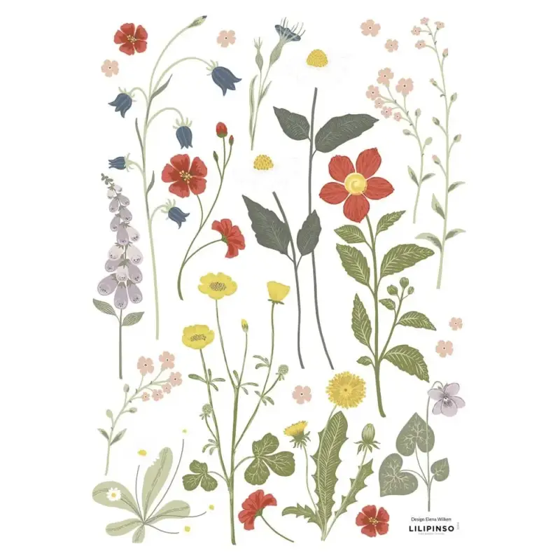 Preisknaller Lilipinso Wandsticker A3 Sommerblumen 1 grau pastell