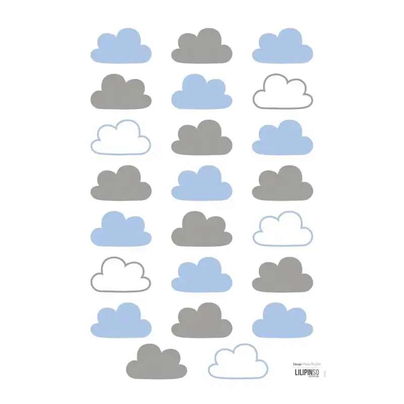 Preis Gesenkt Lilipinso Wandsticker A3 Wolken hellblau grau