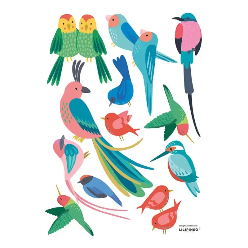 Expressversand Lilipinso Wandsticker A3 tropische Vögel bunt