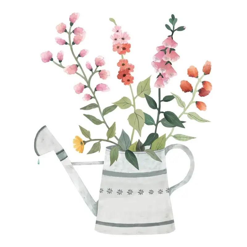 Knallerangebot Lilipinso Wandsticker Gießkanne mit Blumen bunt