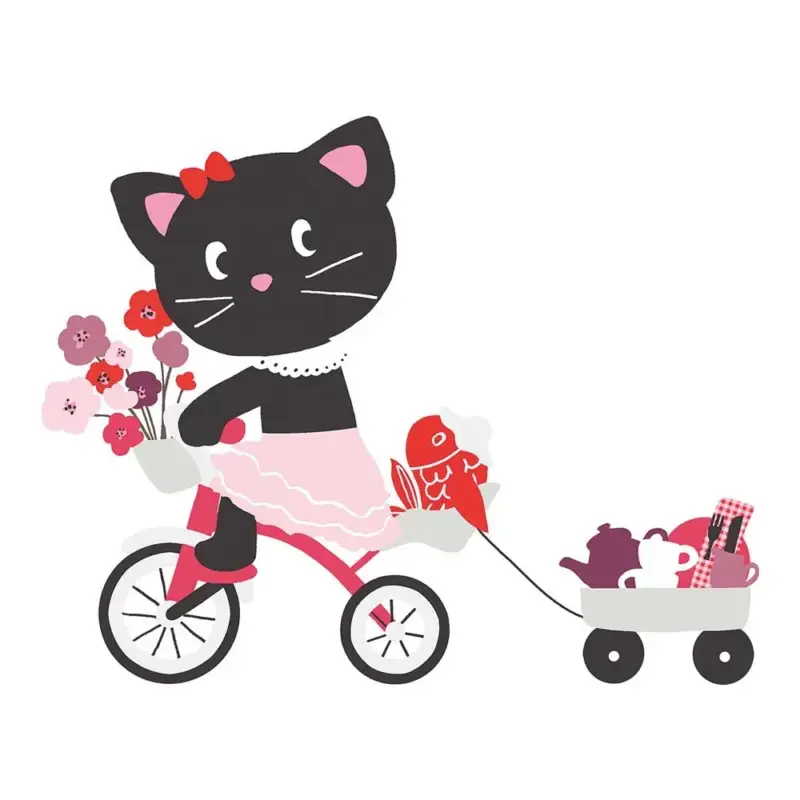Schneller Versand Lilipinso Wandsticker XL Katzenmädchen mit Fahrrad