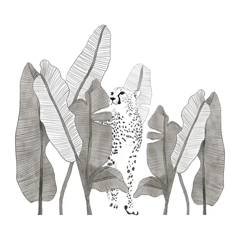 Preis Gesenkt Lilipinso Wandsticker XL Leopard mit Blättern grau