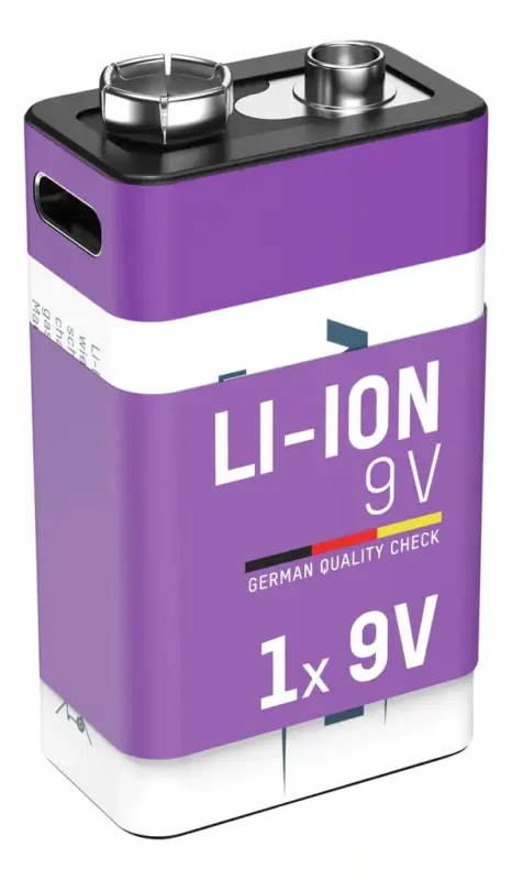 Lithium Ionen 9V E-Block Akku USB-C 1 Stück, Sicherheitsabschaltung Beliebt