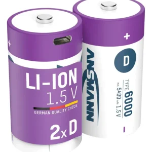 Direktkauf Lithium Ionen Mono (D) Akkus USB-C - 2 Stück, Sicherheitsabschaltung