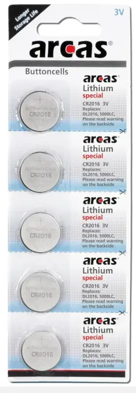 Lithium Knopfzellen CR2016 - 5 Stück Sonderaktion