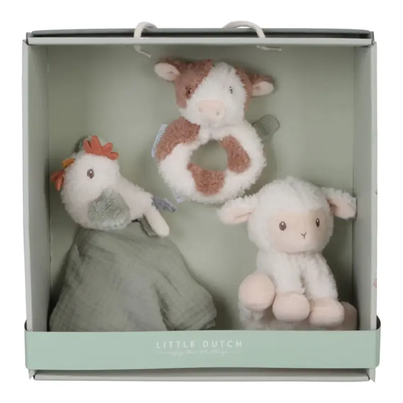 Bestseller Little Dutch Geschenkset Little Farm: Schmusetuch, Kuscheltier & Rassel für Babys
