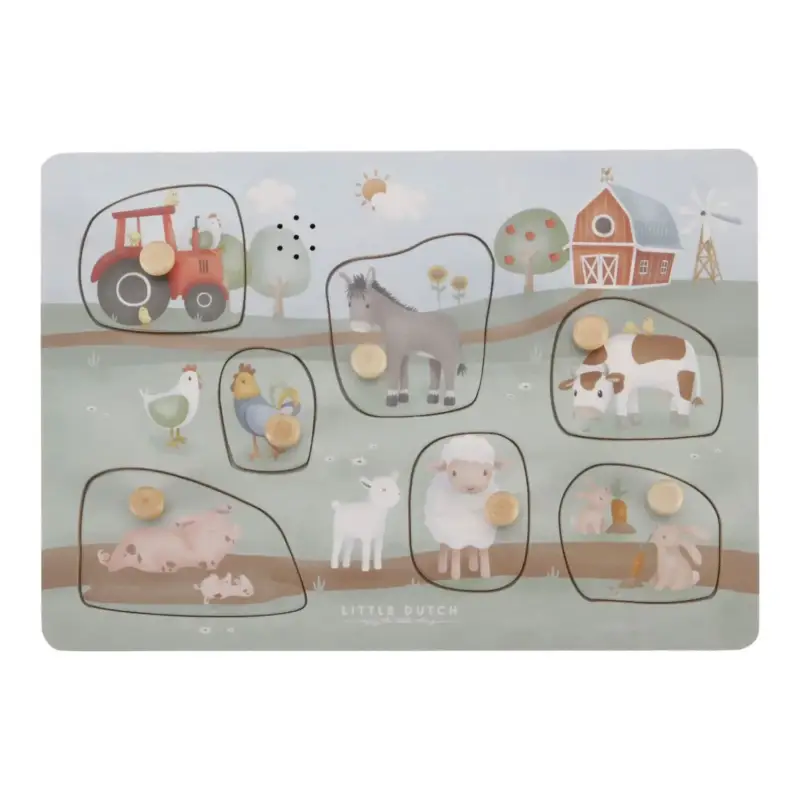 Direktkauf Little Dutch Holzpuzzle, Kinderpuzzle, Soundpuzzle Little Farm - Lernspielzeug mit Tiergeräuschen für Kinder ab 12 Monaten