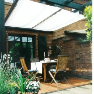 Pergola Bausatz inkl. Sonnensegel, weiß, 270 x 140 cm Top-Preis