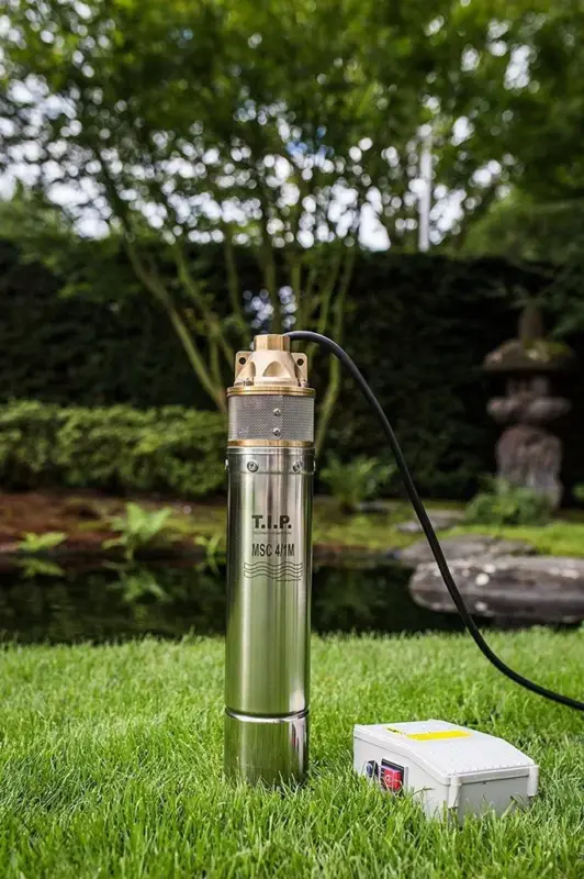 Sale Peripher Tiefbrunnenpumpe Edelstahl MSC 4/1 M, sandsicher mit Messing-Laufrad, bis 3.000 l/h Fördermenge