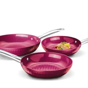 Sichere Zahlung Pfannenset Ceraflon Prestige Diamant XXL Antihaft, 3 teilig Magenta - Ø 20 cm / 24 cm/ 28 cm
