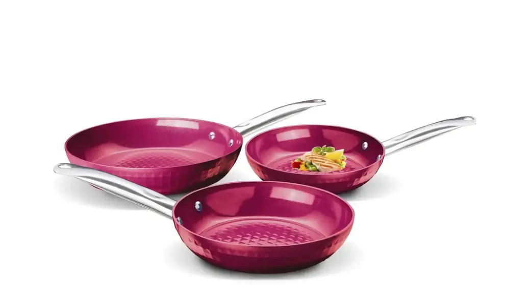 Sichere Zahlung Pfannenset Ceraflon Prestige Diamant XXL Antihaft, 3 teilig Magenta - Ø 20 cm / 24 cm/ 28 cm