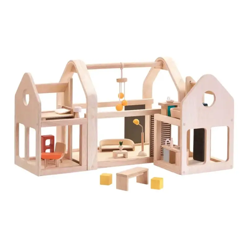 Plan Toys Puppenhaus zum Mitnehmen Holz natur Neu Im Sortiment
