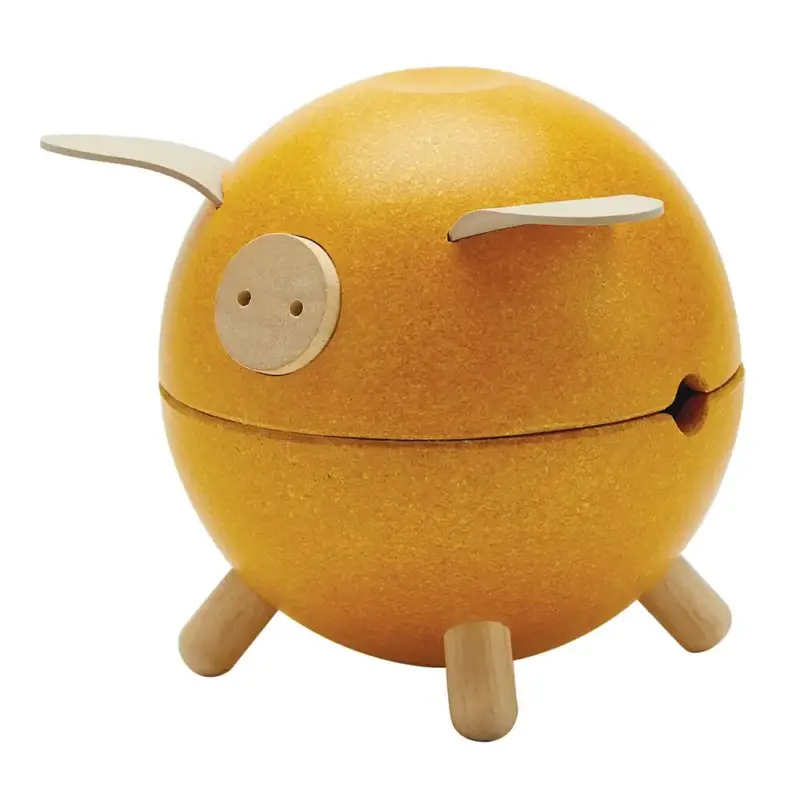 Plan Toys Sparschwein Holz gelb Bestpreis
