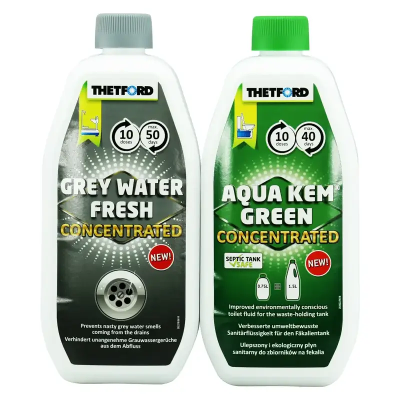 Sofort Bestellen THETFORD Aqua Kem Green 0,75 Liter Konzentrat & Grey Water Fresh 0,80 Liter